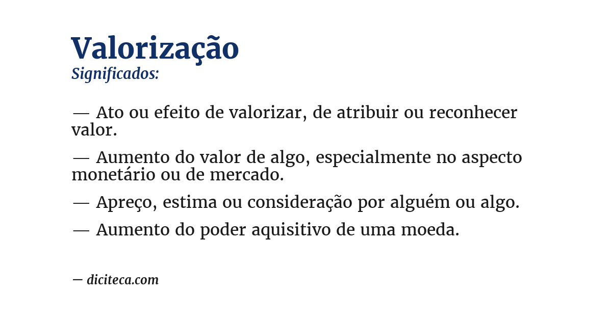 Significado de valorização