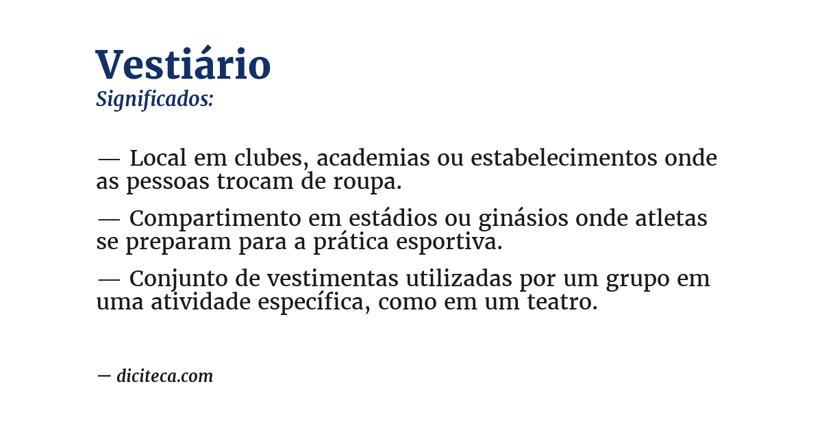Significado de vestiário