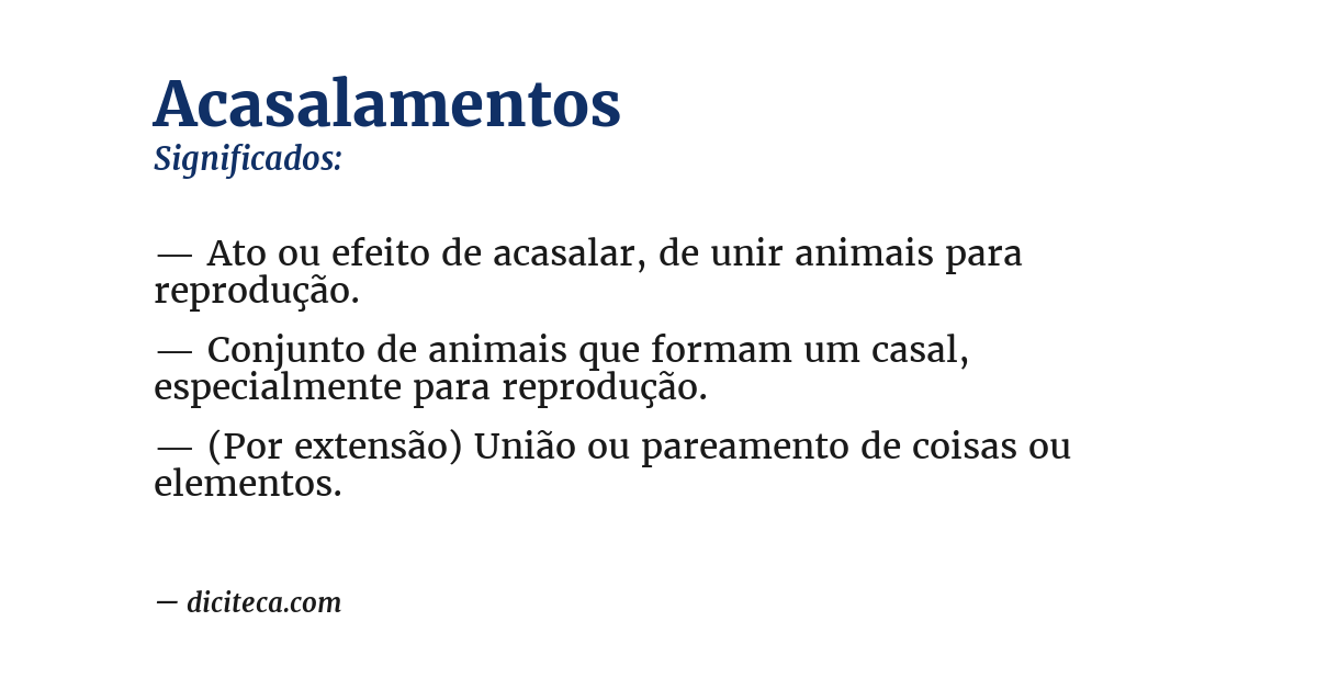 Significado de acasalamentos