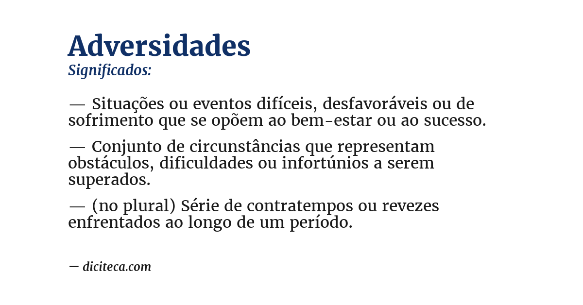 Significado de adversidades