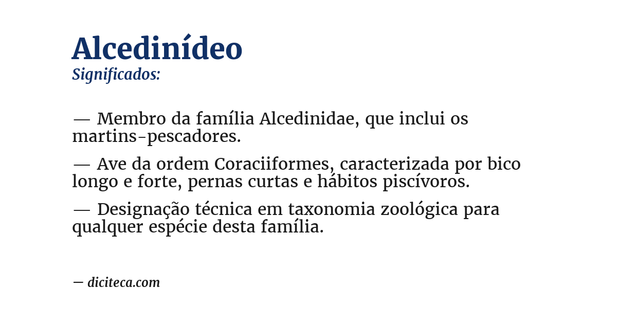 Significado de alcedinídeo
