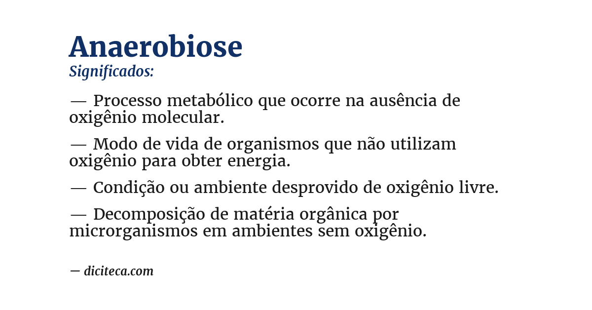 Significado de anaerobiose