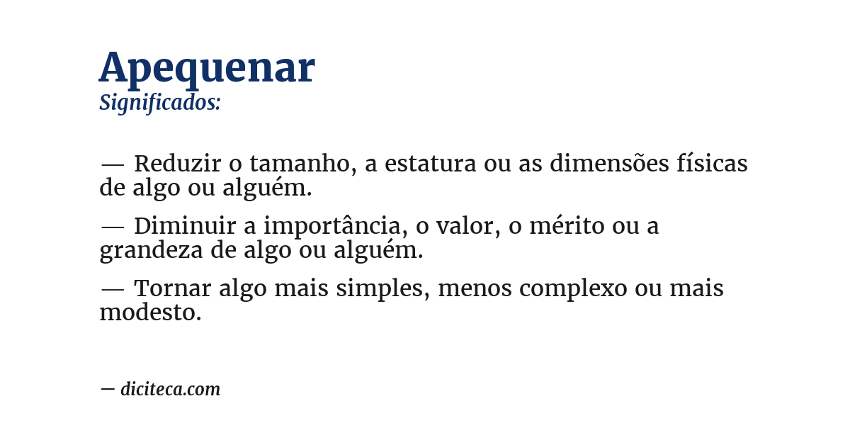 Significado de apequenar