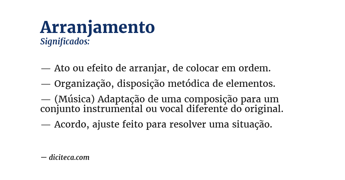 Significado de arranjamento