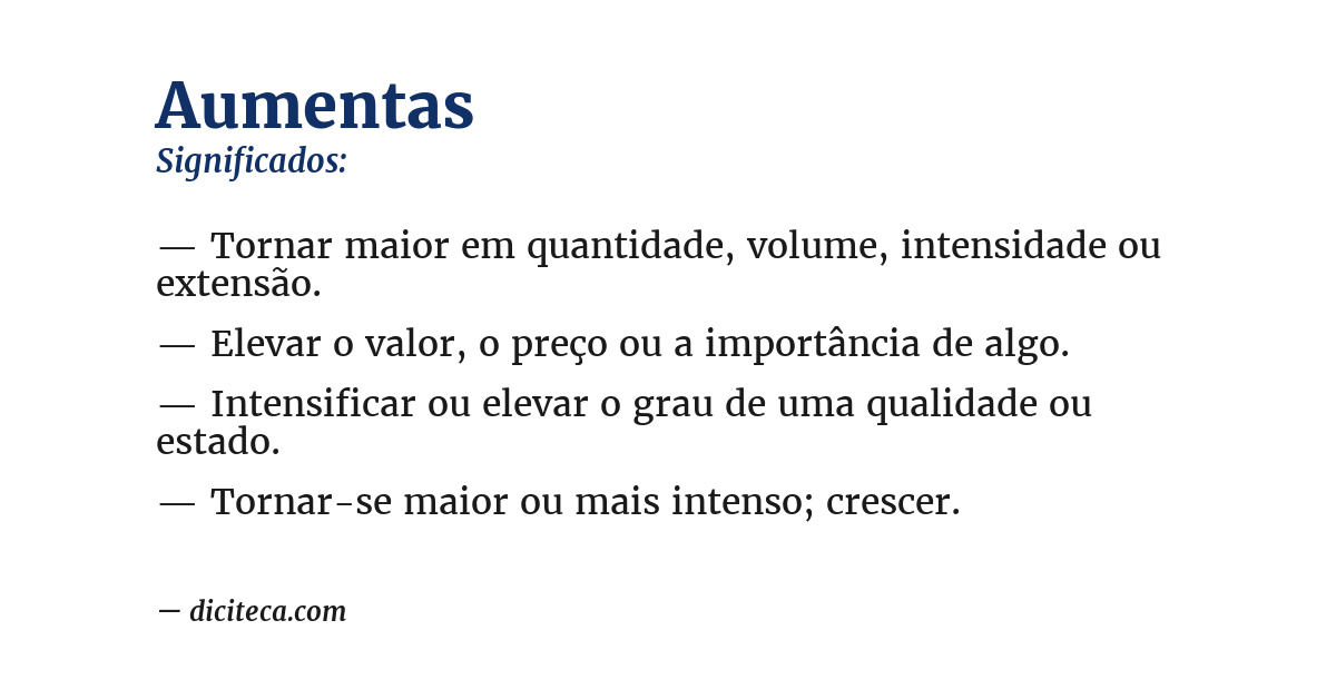 Significado de aumentas