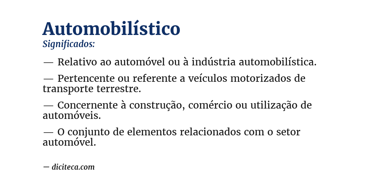 Significado de automobilístico