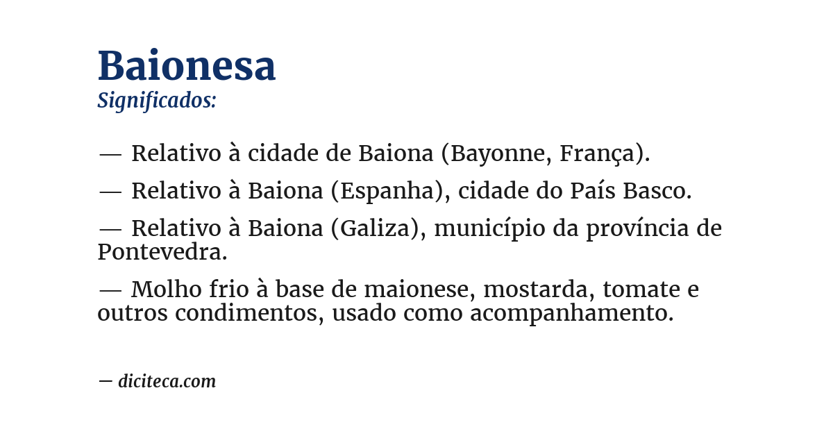 Significado de baionesa