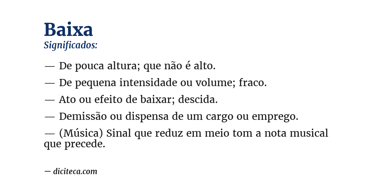 Significado de baixa