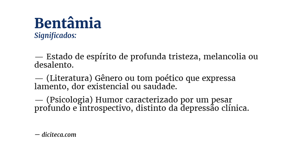 Significado de bentâmia