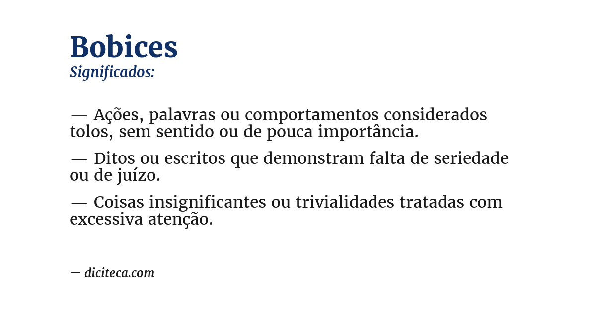 Significado de bobices