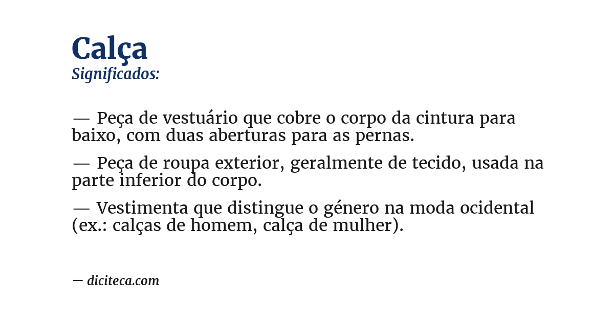 Significado de calça