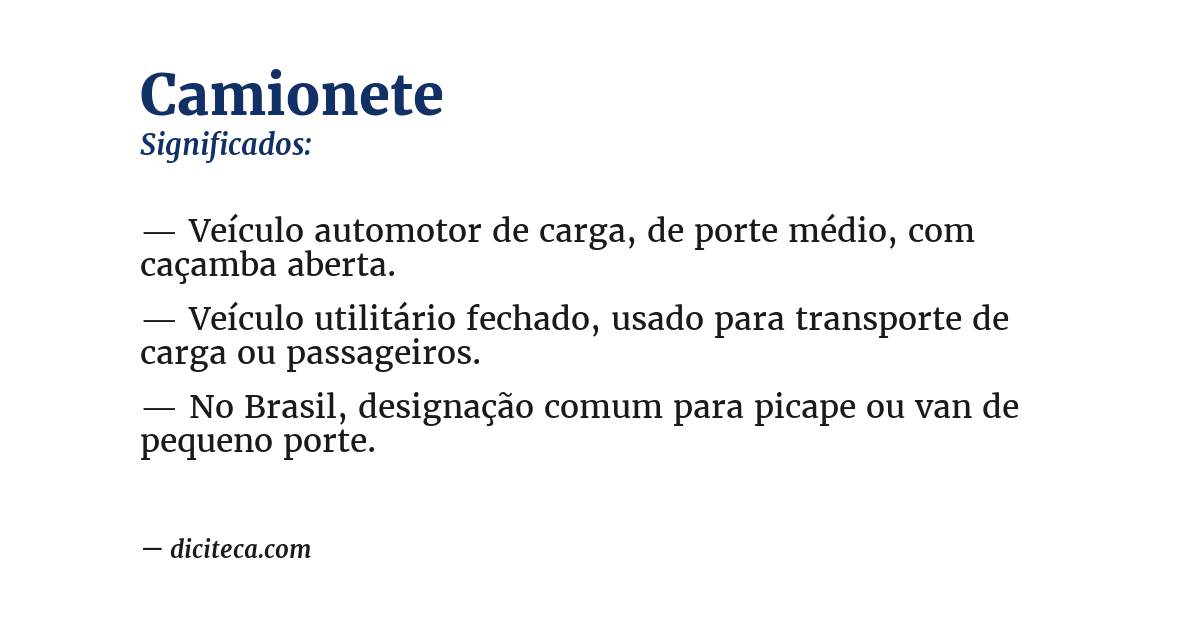 Significado de camionete
