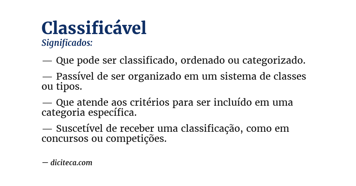 Significado de classificável