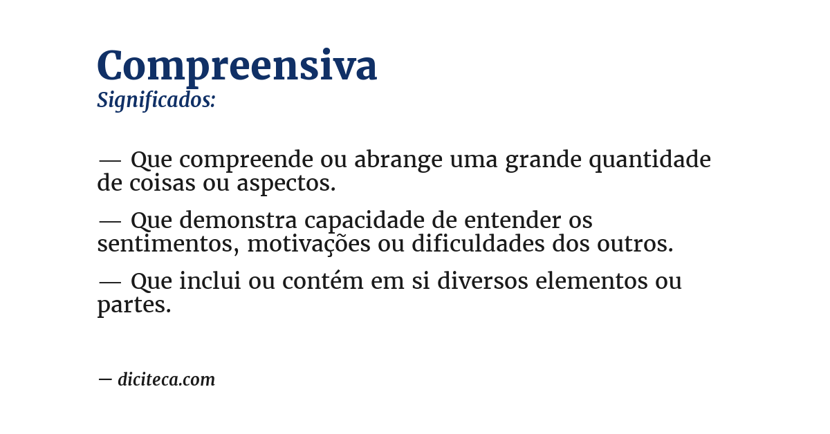 Significado de compreensiva