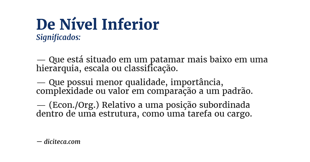 Significado de de nível inferior