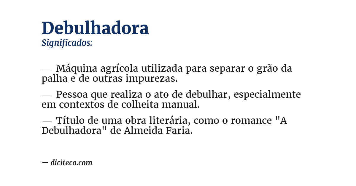 Significado de debulhadora