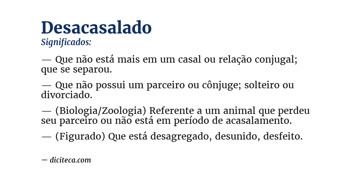 Significado de desacasalado