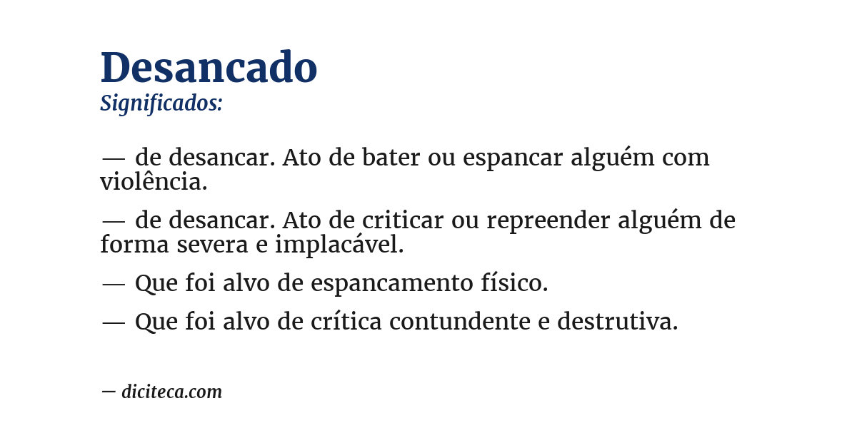 Significado de desancado