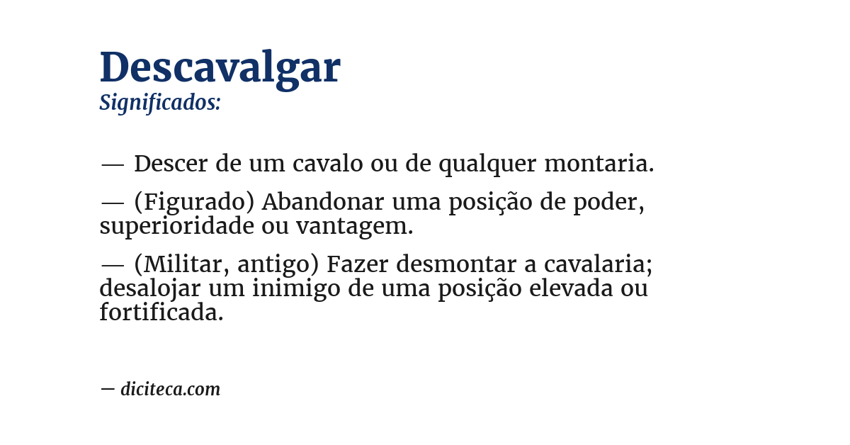 Significado de descavalgar