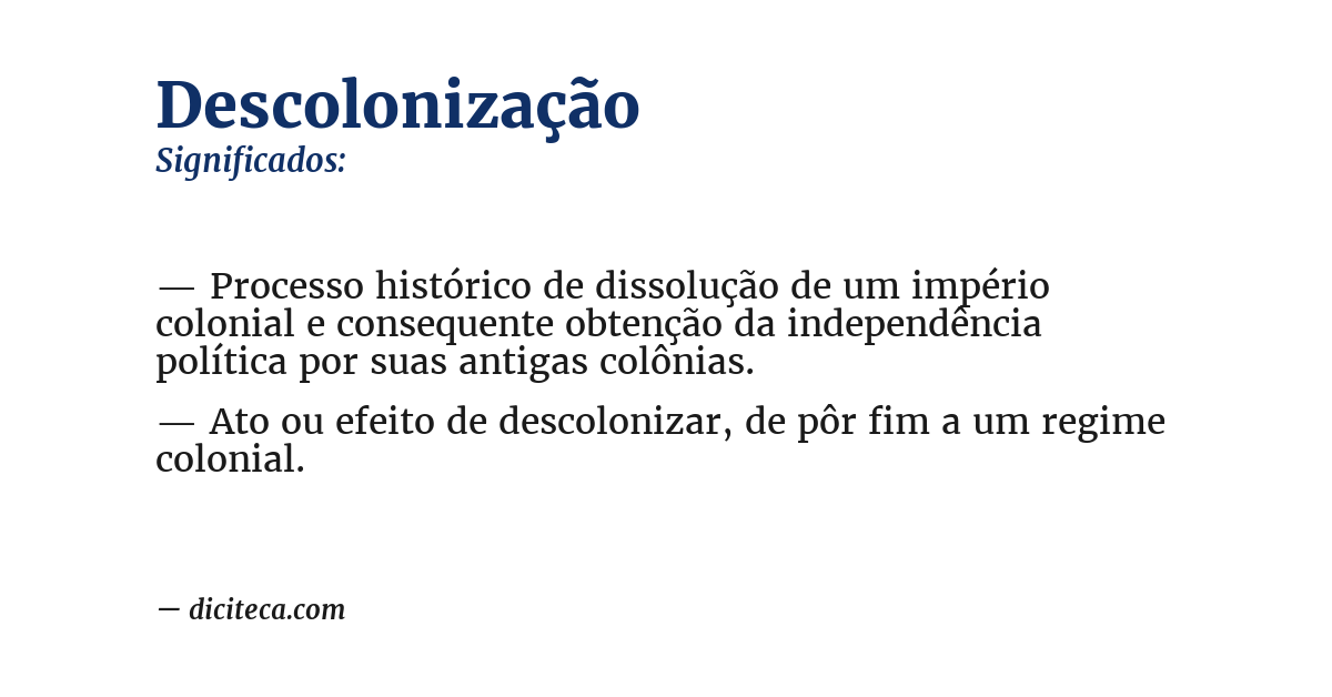 Significado de descolonização