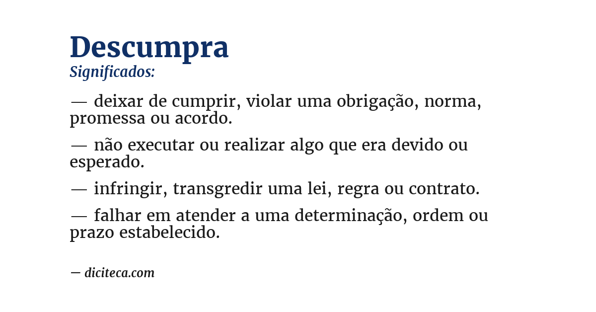 Significado de descumpra