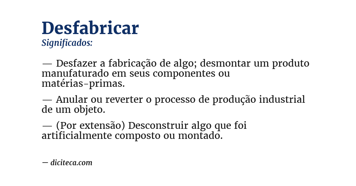 Significado de desfabricar