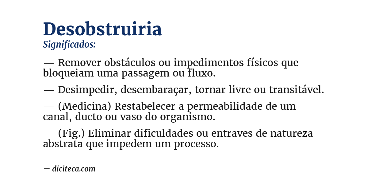 Significado de desobstruiria