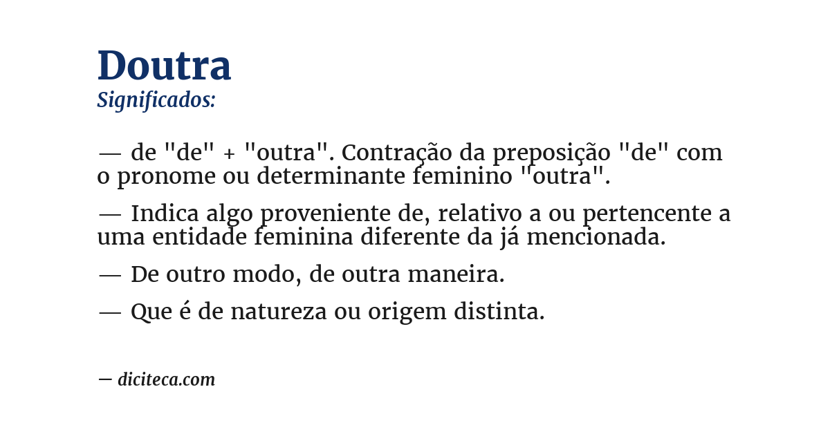 Significado de doutra