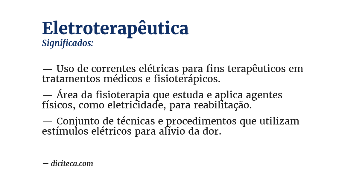 Significado de eletroterapêutica