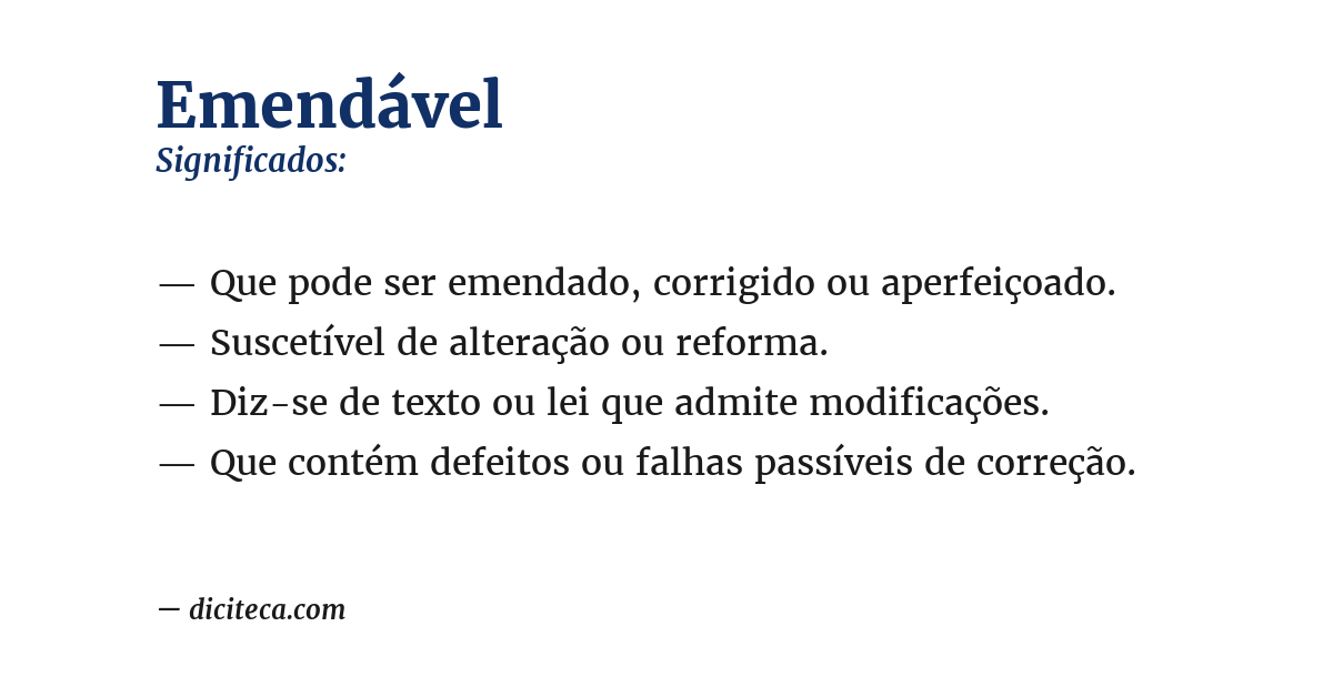 Significado de emendável