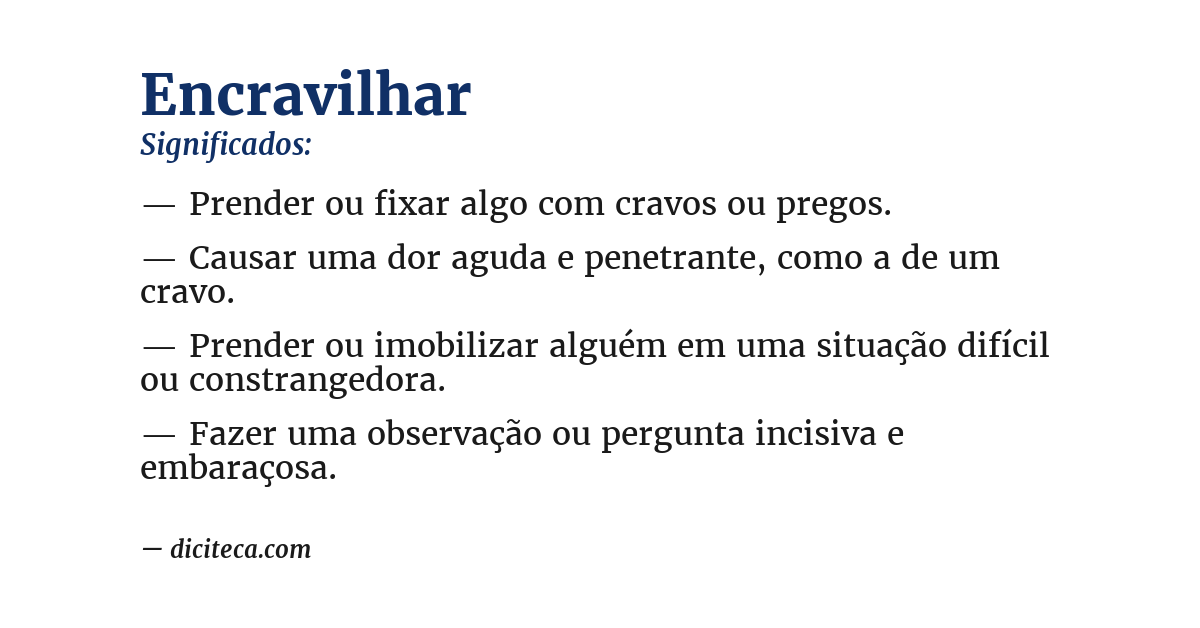 Significado de encravilhar