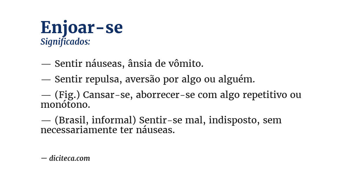 Significado de enjoar-se