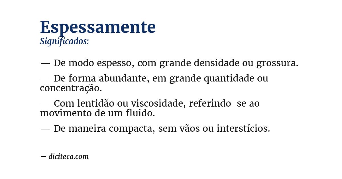 Significado de espessamente
