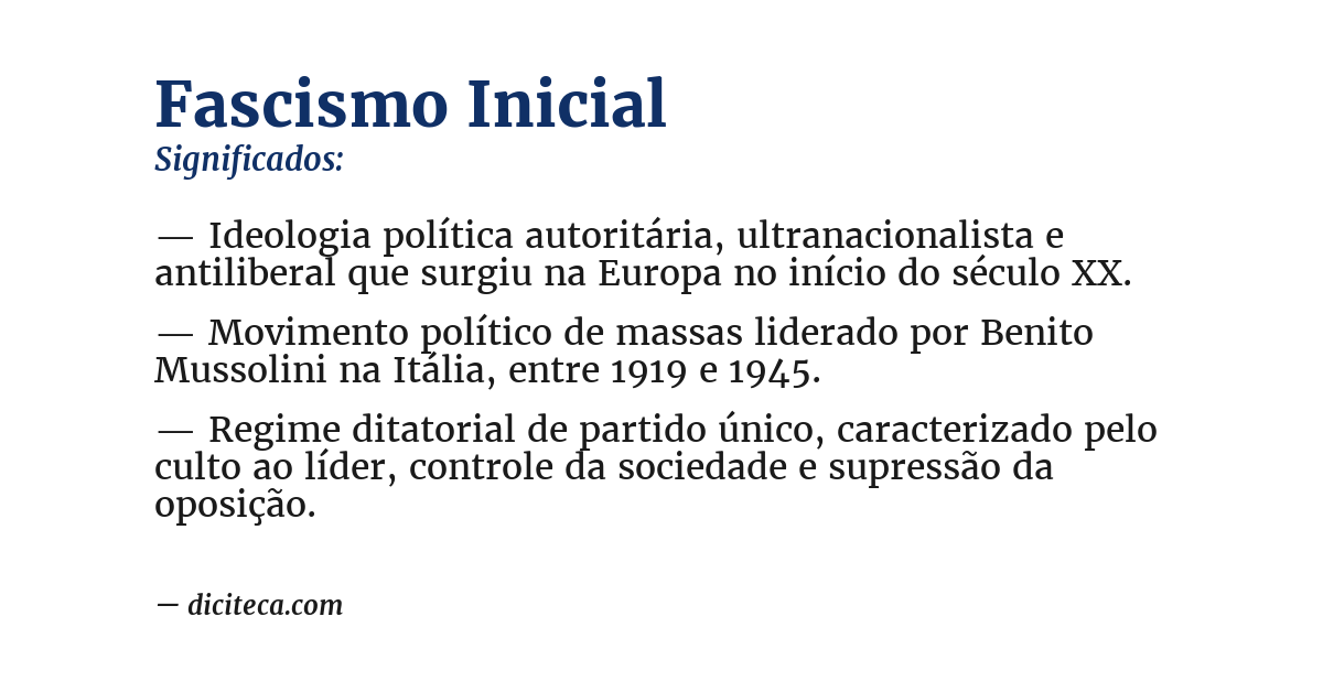 Significado de fascismo inicial