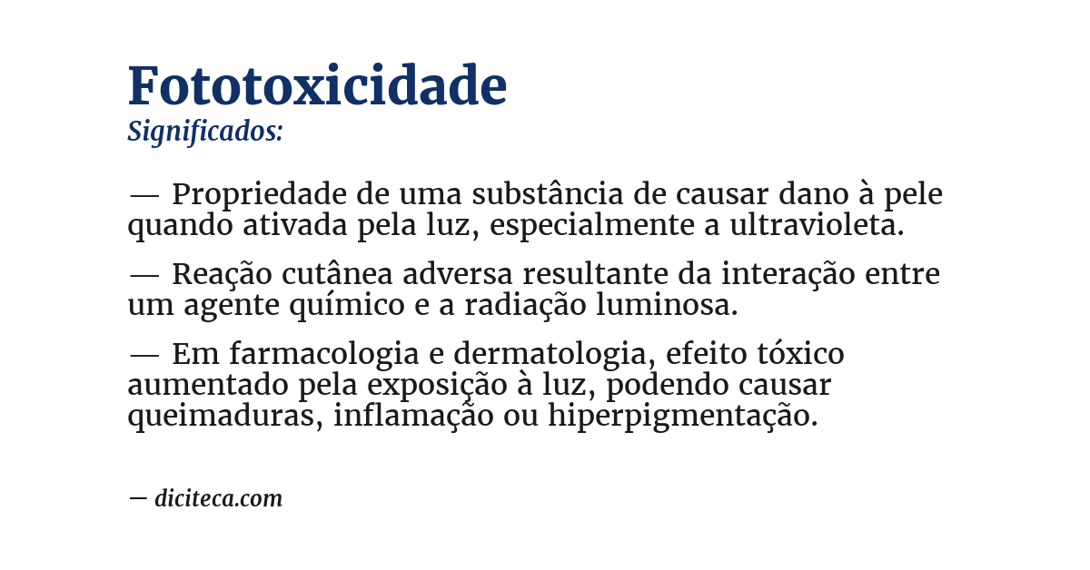 Significado de fototoxicidade
