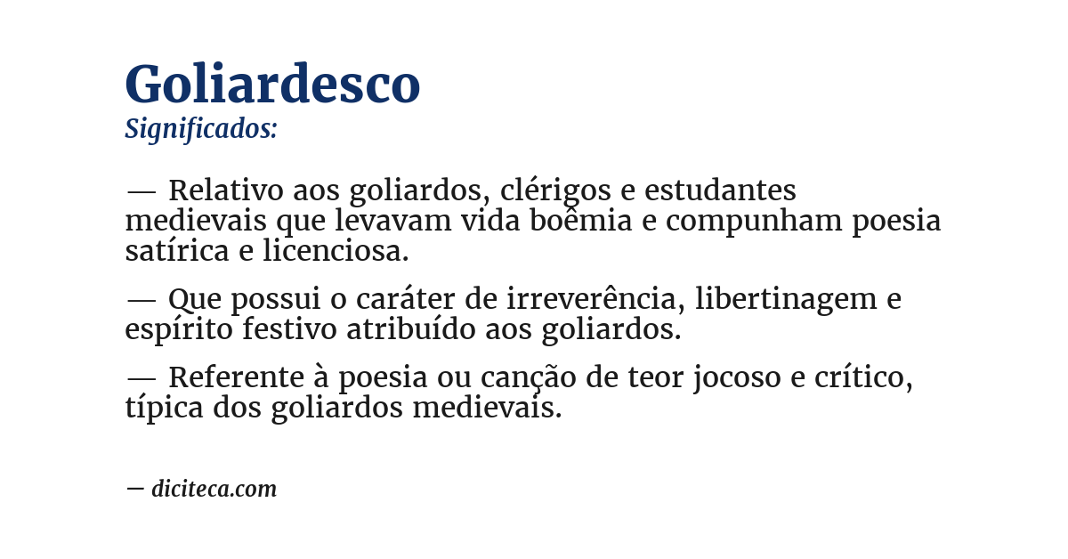 Significado de goliardesco