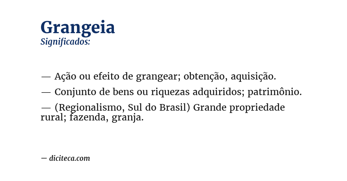 Significado de grangeia