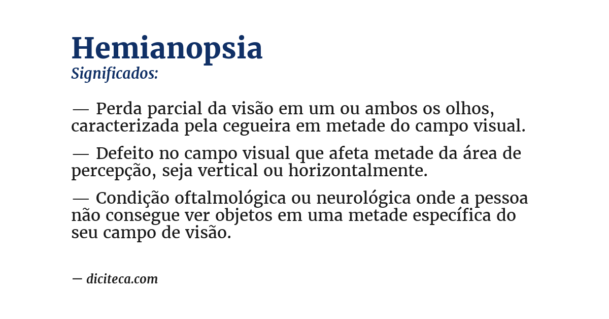 Significado de hemianopsia