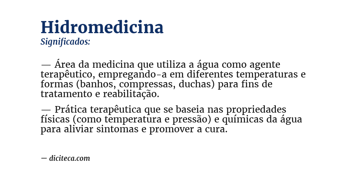 Significado de hidromedicina