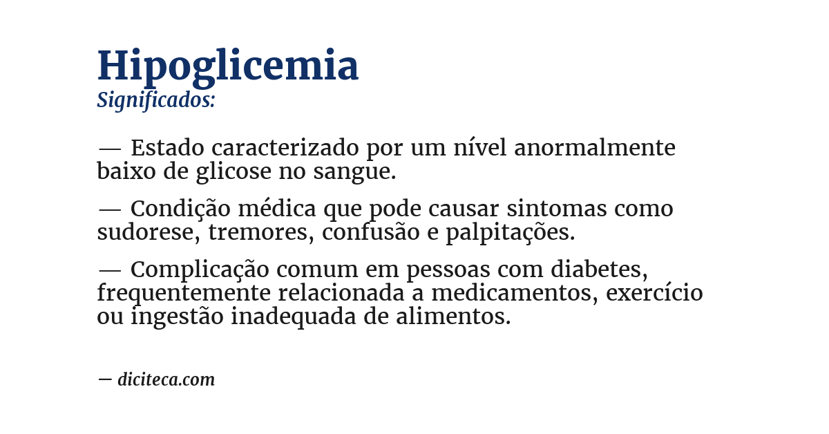 Significado de hipoglicemia