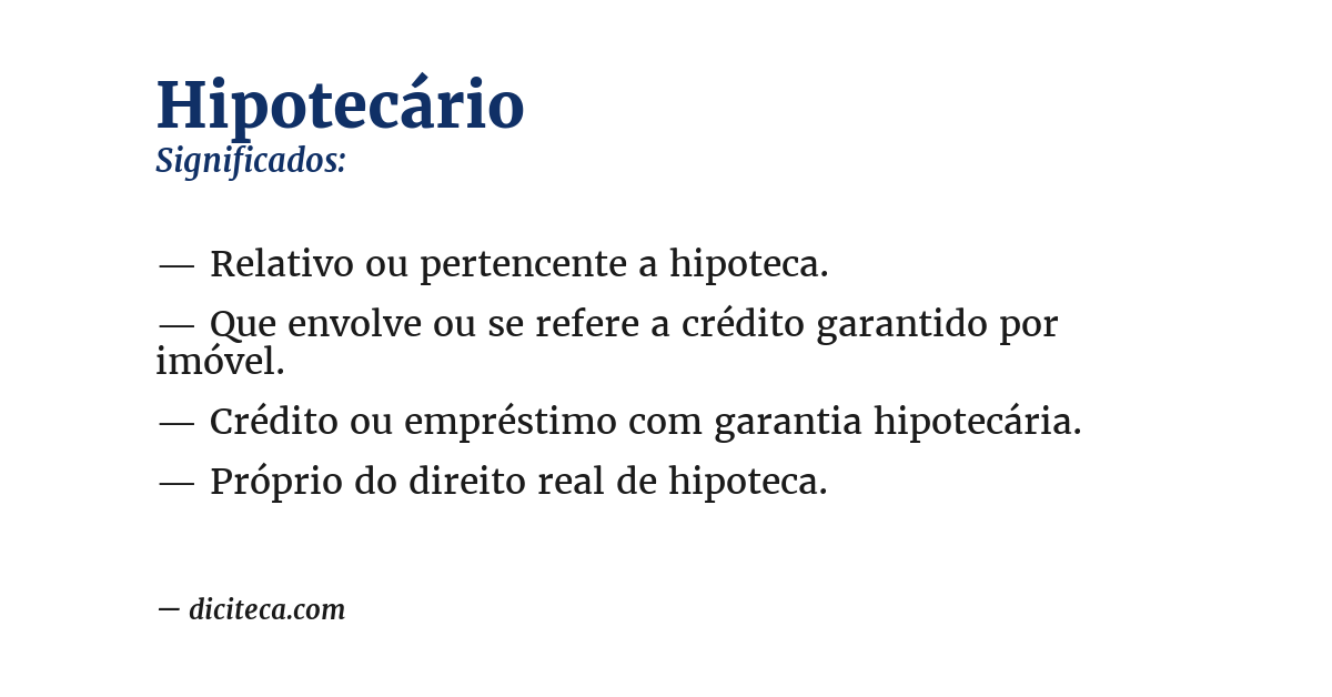 Significado de hipotecário