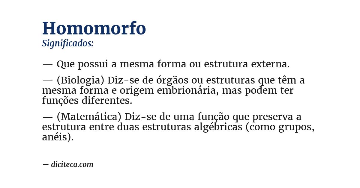 Significado de homomorfo