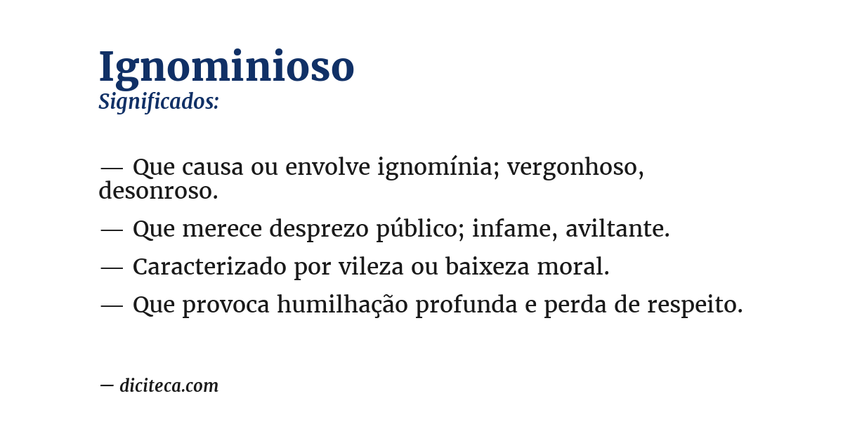Significado de ignominioso