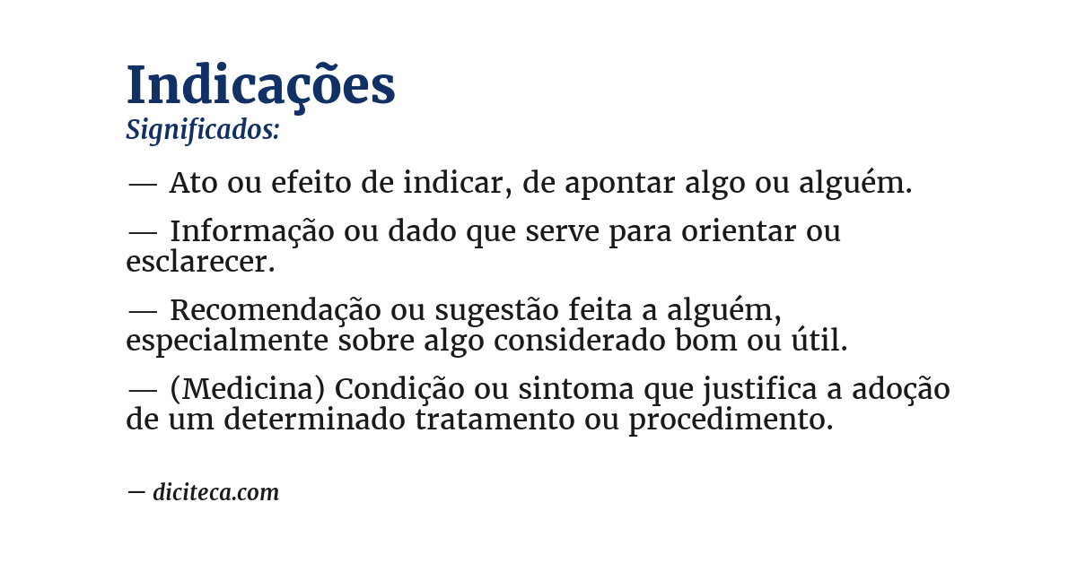 Significado de indicações