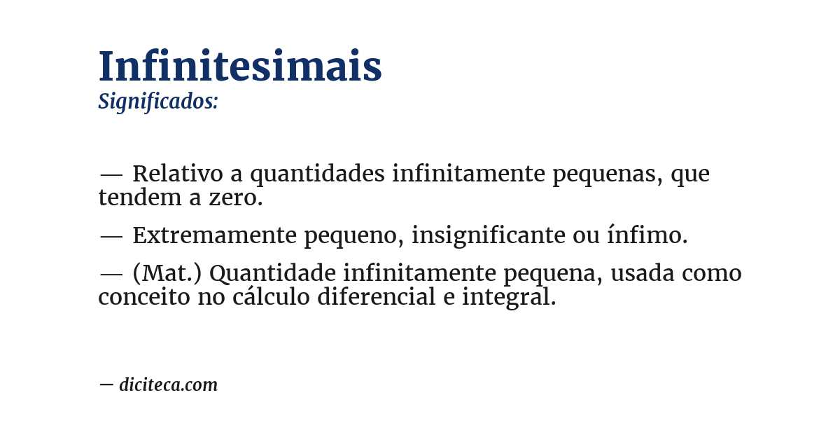 Significado de infinitesimais