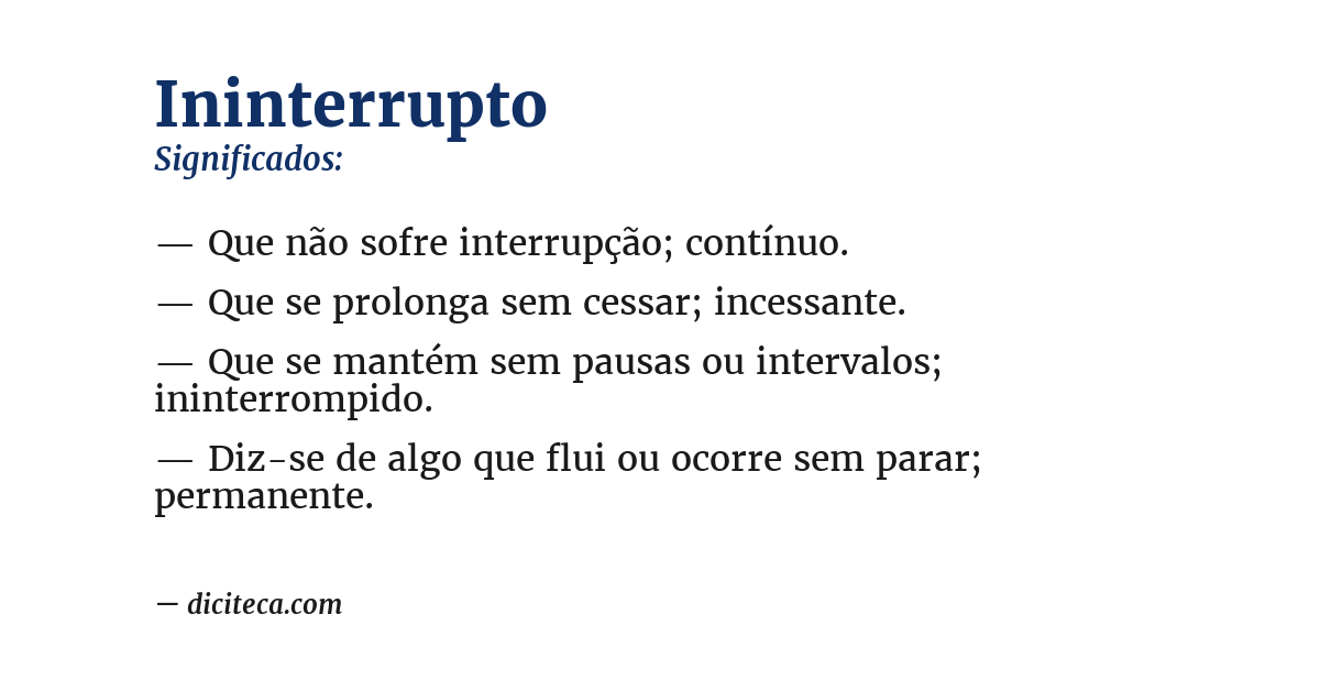Significado de ininterrupto