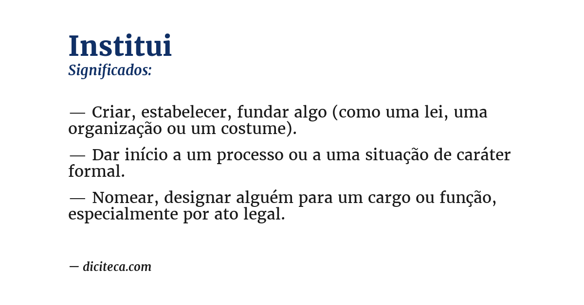 Significado de institui