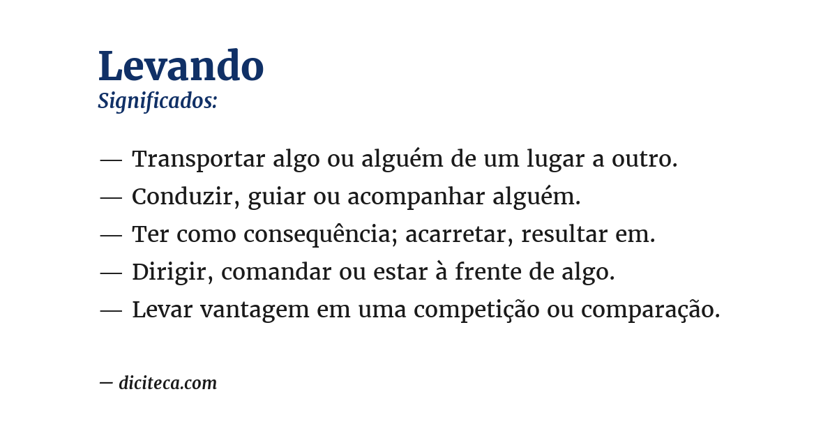 Significado de levando