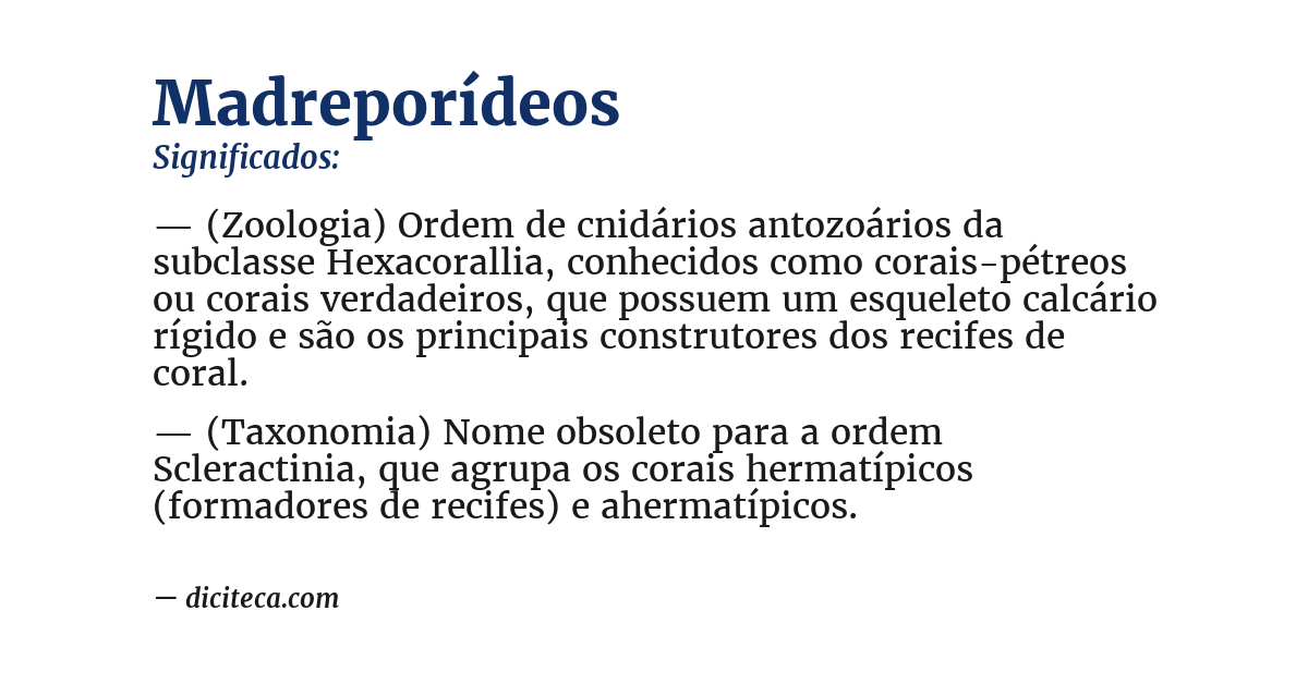 Significado de madreporídeos