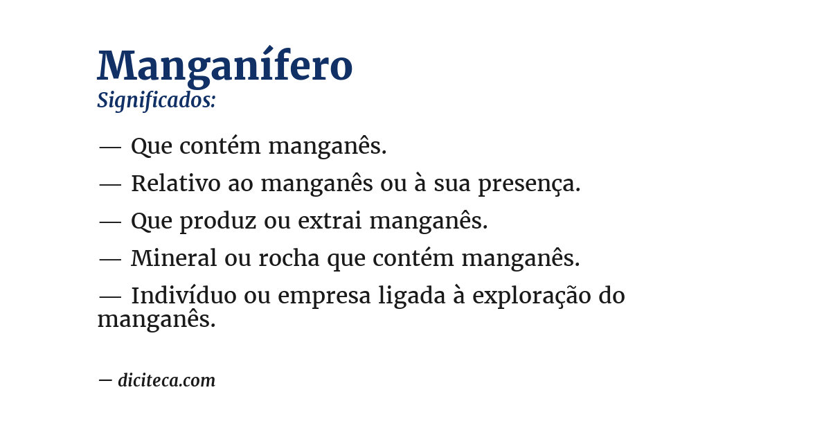 Significado de manganífero